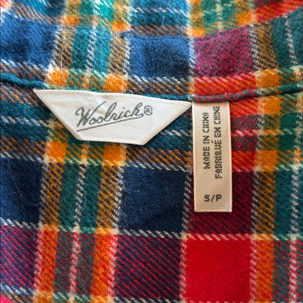 Woolrich Flannel Plaid Blue Red Long Sleeve‎ Button Down Cotton Shirt Size Small - Picture 6 of 8
